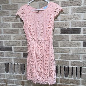 Pink lace overlay dress
